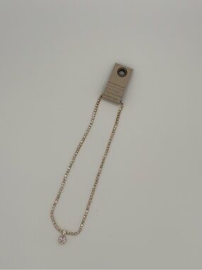 NWT Anthropologie Gold Box Chain Necklace with Heart Drop Pendant